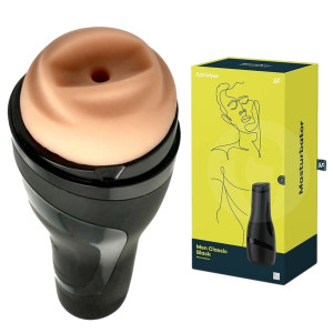 Satisfyer Masturbator - Men Classic (Black) - Realistyczny w pojemniku, Cielisty