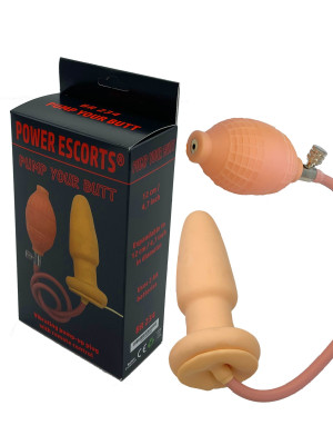 Power Escorts Pompowany korek analny z wibracjami, Cielisty