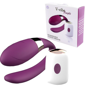 Wibrator dla par dopochwowy -v-vibe Usb silikonowy fioletowy 10 cm dyskretny wodoodporny