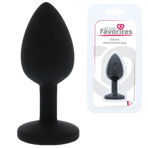 Dream Toys ALL TIME FAVORITES Silikonowy korek analny z diamentem, Czarny
