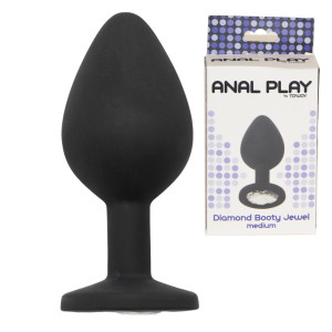 ToyJoy Diamond Booty Jewel M Korek analny z diamencikiem, Czarny