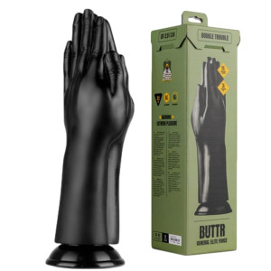 Easy Toys Double Trouble Realistyczne dildo do fistingu - dłonie, Czarne PVC