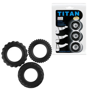 BAILE - TITAN THREE RINGS - Zestaw pierścień erekcyjnych - 3 szt. Czarne