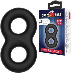 CRAZY BULL - Ring - Pierścień erekcyjny na penisa i jądra "Ósemka" Czarny