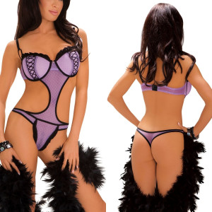 Roxana Body fioletowe tiulowe erotyczne usztywniane 6445
