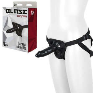 Dream Toys BLAZE HARNESS Strap_on z uprzężą, Czarny PVC
