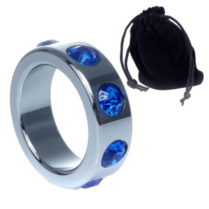 Boss Series Ring with Dark Blue Diamonds S - Pierścień erekcyjny z diamencikami