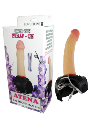 Boss Series ATENA LOVECLONEX 6,5' Realistyczny Strap-On z wibracjami, Cielisty