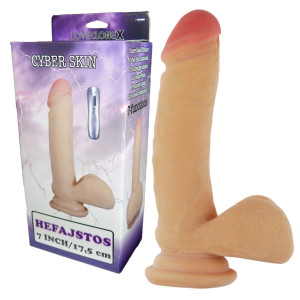 LOVECLONEX HEFAJSTOS 7" Wibrator Realistyczny z jądrami z funkcją rotacji, Przyssawka Cielisty