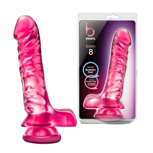 B YOURS BASIC 8' Realistyczne dildo z jądrami - żylaste, Różowe PVC
