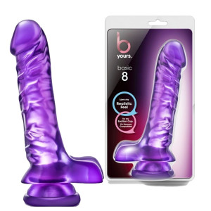 B YOURS BASIC 8' Realistyczne dildo z jądrami - żylaste, Fioletowe PVC