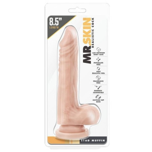 MR. SKIN REALISTIC COCK STUD MUFFIN Realistyczne dildo z przyssawką i jądrami, Cieliste