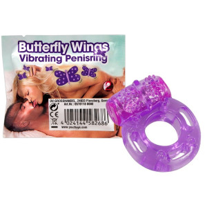 Butterfly Cockring - Wibrujący klasyczny pierścień erekcyjny, Fioletowy