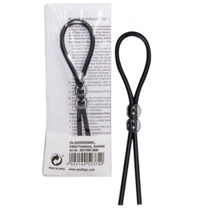 Black Silicone Ring - Zacisk erekcyjny na penisa i jądra - regulowany, Czarny