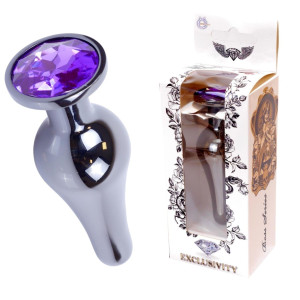 Boss Series Jawellery Dark Silver Korek analny z diamencikiem Purple