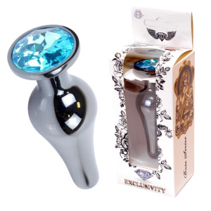Plug-Jawellery Dark Silver BUTT PLUG- Light Blue