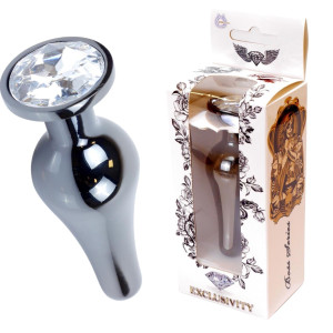Boss Series Jawellery Dark Silver Korek analny z diamencikiem Clear