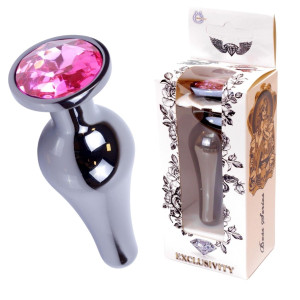 Boss Series Jawellery Dark Silver Korek analny z diamencikiem Pink