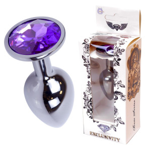 Boss Series Jawellery Dark Silver Korek analny z diamencikiem Purple