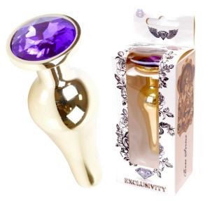 Boss Series Jawellery Gold Korek analny z diamencikiem Purple