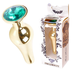 Plug-Jawellery Gold BUTT PLUG- Green