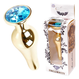 Plug-Jawellery Gold BUTT PLUG- Light Blue