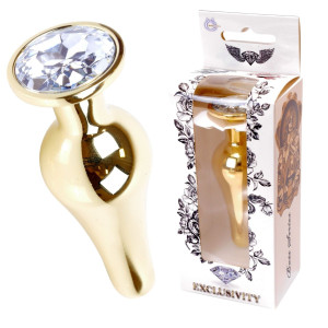 Boss Series Jawellery Gold Korek analny z diamencikiem Clear
