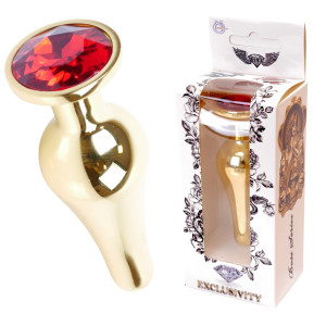 Boss Series Jawellery Gold Korek analny z diamencikiem Red