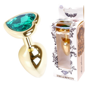 Plug-Jawellery Gold  Heart PLUG- Green