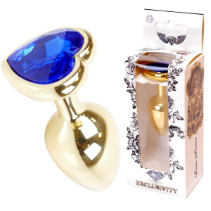 Boss Series Jawellery Gold Korek analny z diamencikiem Dark Blue