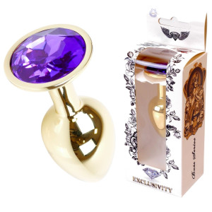 Boss Series Jawellery Gold Korek analny z diamencikiem Purple