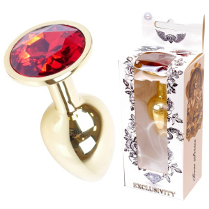 Boss Series Jawellery Gold Korek analny z diamencikiem Red