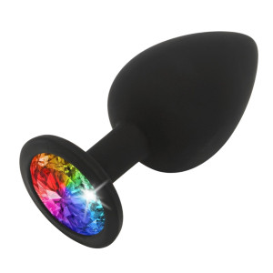 ToyJoy Rainbow Booty Jewel Large Klasyczny korek analny z diamencikiem, Czarny Silikonowy