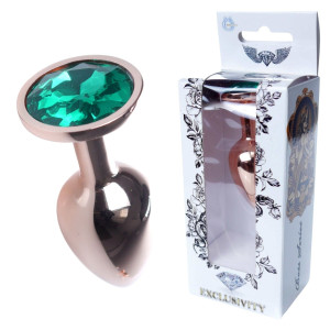 Boss Series Jewellery Red Gold Stalowy korek analny z diamencikiem