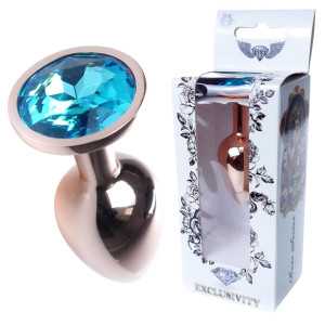 Boss Series Jewellery Red Gold Stalowy korek analny z diamencikiem