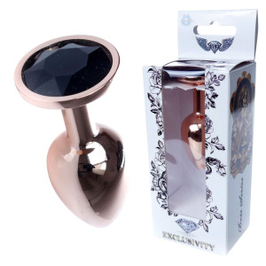 Boss Series Jewellery Red Gold Stalowy korek analny z diamencikiem