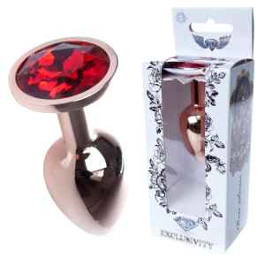 Boss Series Jewellery Red Gold Stalowy korek analny z diamencikiem