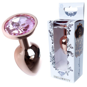 Boss Series Jewellery Red Gold Stalowy korek analny z diamencikiem