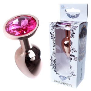 Boss Series Jewellery Red Gold Stalowy korek analny z diamencikiem