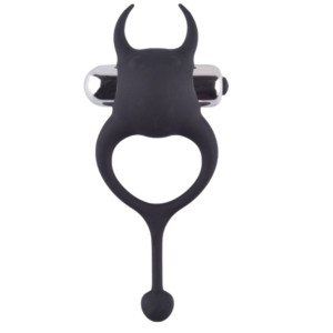 devil cock ring - Wibrujący pierścień erekcyjny "diabełek", Czarny
