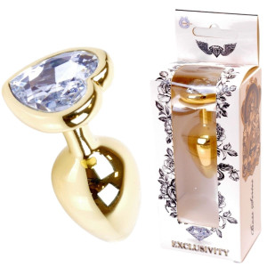 Plug-Jawellery Gold  Heart PLUG- Clear