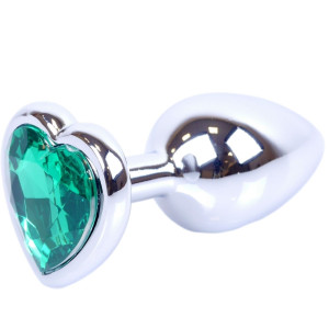 Boss Series Jawellery Silver Korek analny z diamencikiem Green