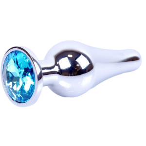 Boss Series Jawellery Silver Korek analny z diamencikiem Light Blue