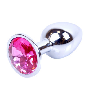 Korek analny z różowym diamencikiem - stalowy - Boss Series