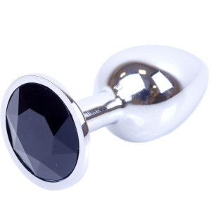 Korek analny z czarnym diamencikiem - stalowy - Boss Series