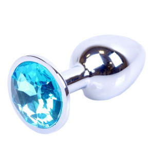 Korek analny z niebieskim diamencikiem - stalowy - Boss Series