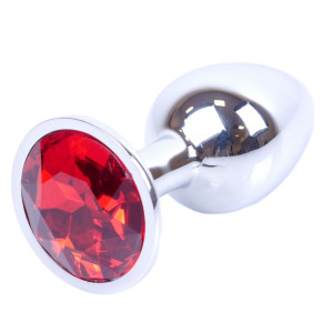 Korek analny z czerwonym diamencikiem - stalowy - Boss Series