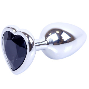 Boss Series Jawellery Silver Korek analny z diamencikiem Black