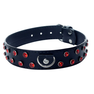 Fetish Boss Series - Collar 3 cm. Obroża z diamencikami, Czarna