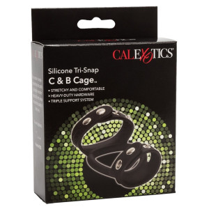 Uciskacz penisa i jąder, Czarny Silikonowy - Calexotics